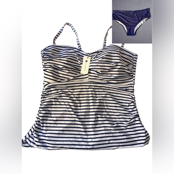 NWT  Women’s Plus Size 2 Piece Tankini With Bikini Bottom Swimsuit Size 20W - Picture 7 of 15